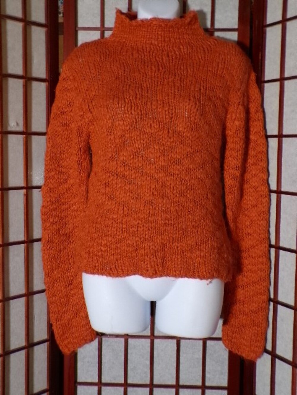 Moda International Orange Crochet Sweater VS